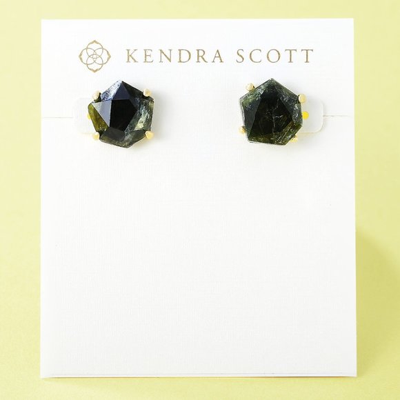 Kendra Scott Jewelry - New Kendra Scott Ellms Gold Earrings In Sage Mica